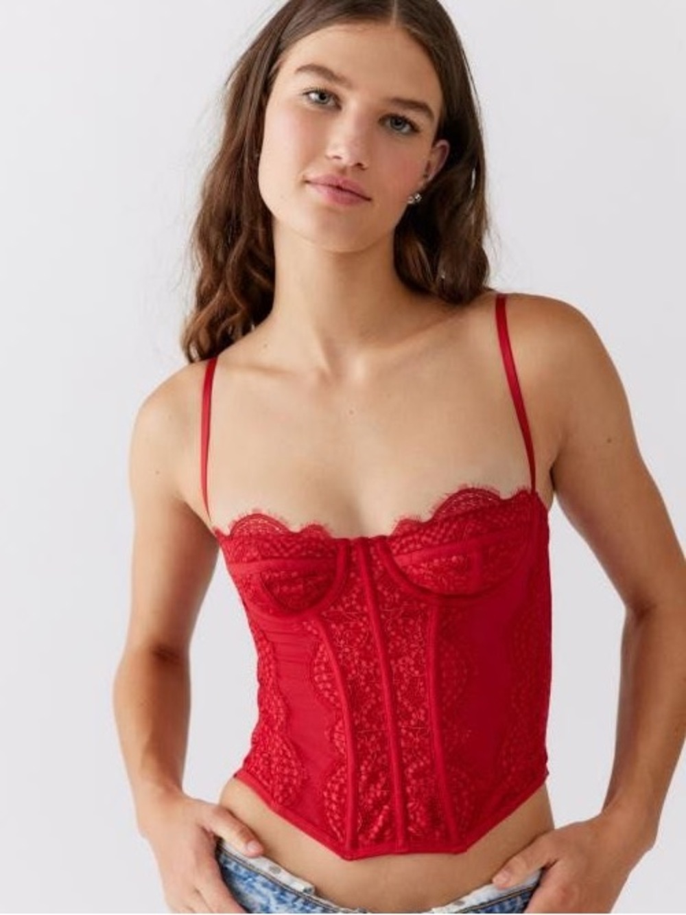 Urban Outfitters Red Lace Corset Bustier